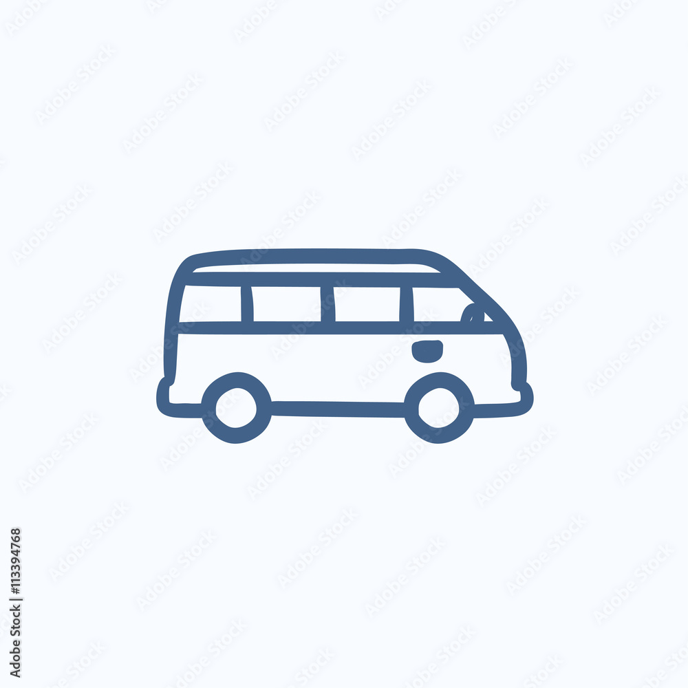 Minibus sketch icon.