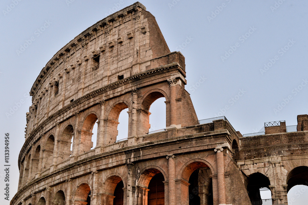 Facade of Colosseum in Rome