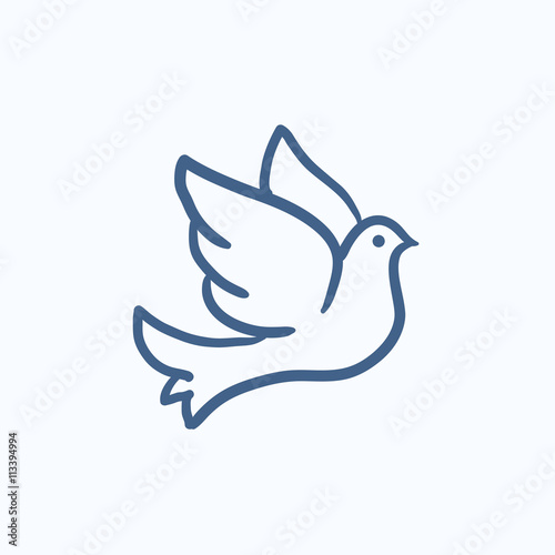 Wedding dove sketch icon.