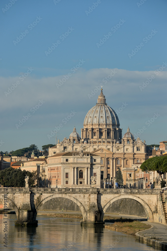 Rome and St. Peter's Basilica in the Vatican at sunrise