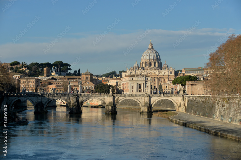 Rome and St. Peter's Basilica in the Vatican, Italy.