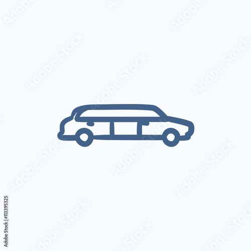 Wedding limousine sketch icon.