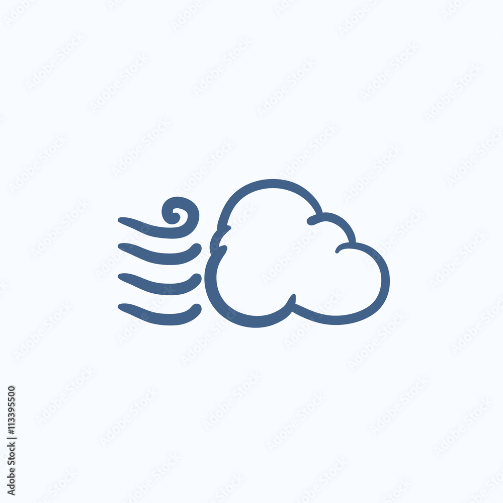 Windy cloud sketch icon. Windy cloud sketch icon.