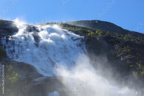 Langfossen waterfall in summer