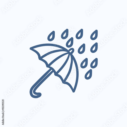 Rain and umbrella sketch icon.
