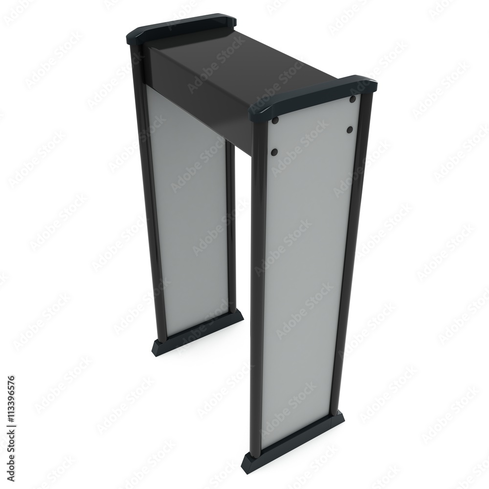 Metal detector scanner. 3D render isolated on white.