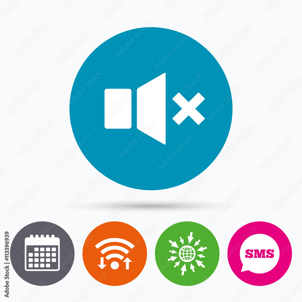 Mute speaker sign icon. Sound symbol. Mute speaker sign icon. Sound symbol.