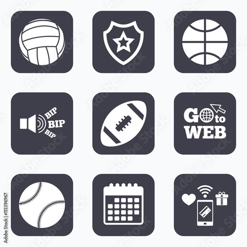 Sport balls. Volleyball, Basketball, Baseball.
