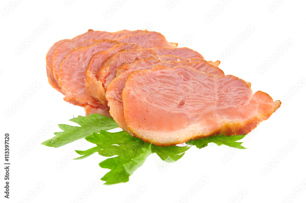 Smoked meat isolated on a white background Smoked meat isolated on a white background
