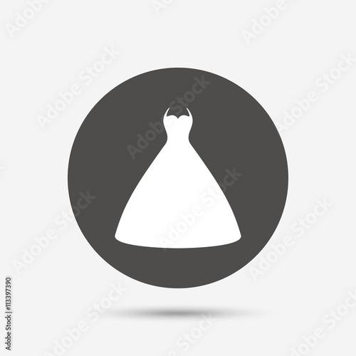 Wedding dress sign icon. Elegant bride symbol.
