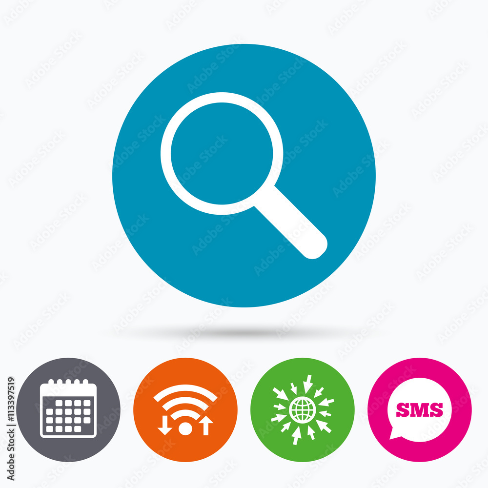Magnifier glass sign icon. Zoom tool. Navigation Magnifier glass sign icon. Zoom tool. Navigation