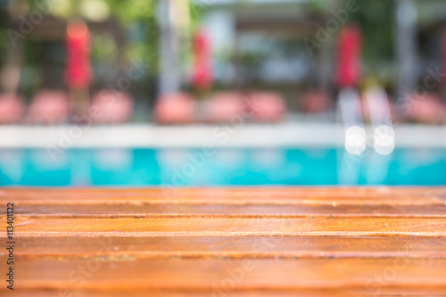 Empty top wooden table and abstract blurred and bokeh