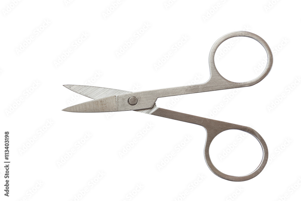 Close up stainless steel scissor isolated on white Close up stainless steel scissor isolated on white