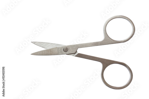 Close up stainless steel scissor isolated on white