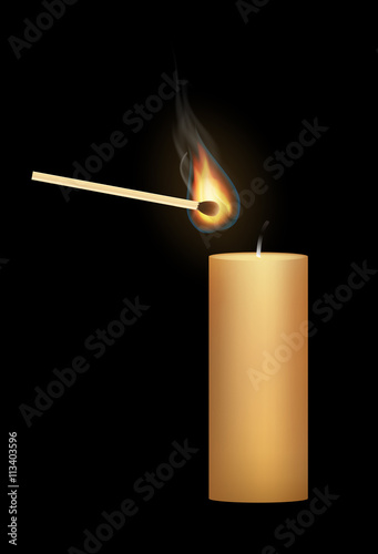 a candle with a match
