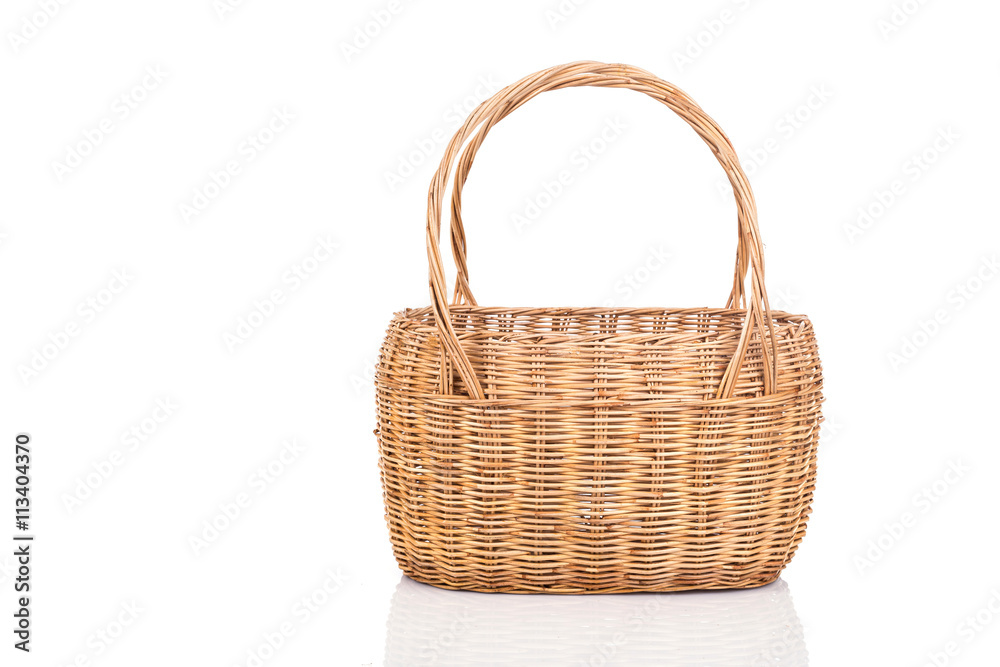 Handmade rattan basket isolated on white background