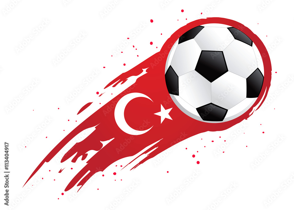 Soccer Ball With Abstract Turkey Insignia Background