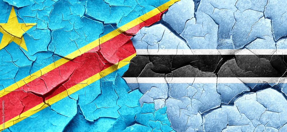 Democratic republic of the congo flag with Botswana flag on a gr Democratic republic of the congo flag with Botswana flag on a gr