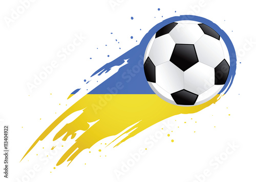 Soccer Ball With Abstract Ukraine Insignia Background