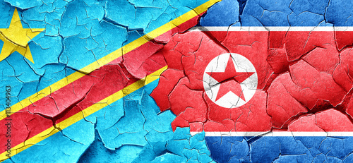 Democratic republic of the congo flag with North Korea flag on a
