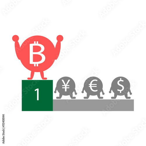 infographic - New online currency Bitcoin is raising to be champion over yen, dollar and euro