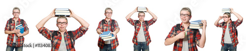 Composite photo of student with books