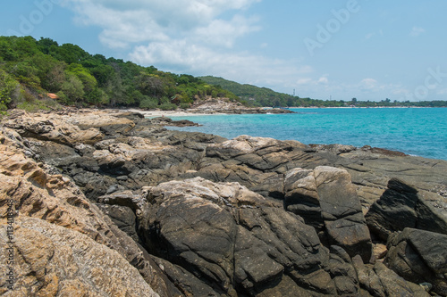 Rocks, sea and sky are beautiful in Thailand. © Takorn