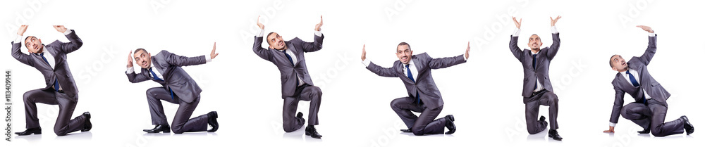 Businessman in various poses isolated on white Businessman in various poses isolated on white