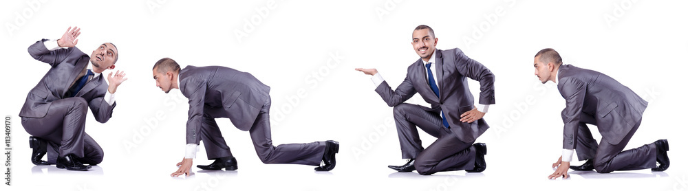 Businessman in various poses isolated on white Businessman in various poses isolated on white
