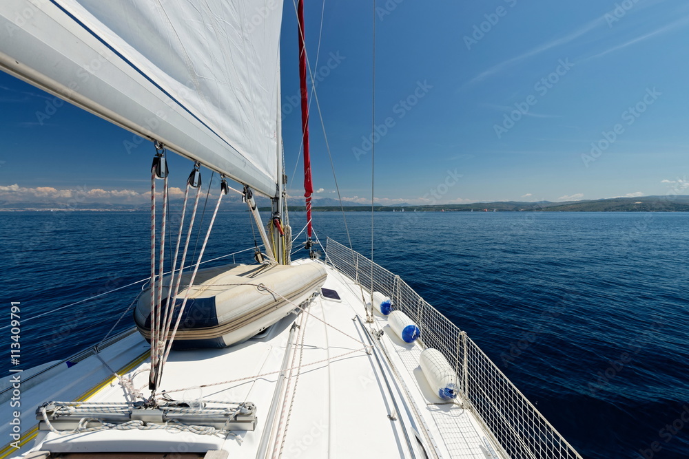 Luxury yacht at sea race. Sailing regatta. Cruise yachting Luxury yacht at sea race. Sailing regatta. Cruise yachting