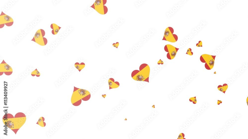 Isolated moving Spain heart flag particles on white background. Flags of Spain. Spain national flags. UERO 2016 Isolated moving Spain heart flag particles on white background. Flags of Spain. Spain national flags. UERO 2016