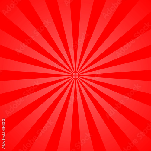 Red rays poster. Popular ray star burst background television vintage. Dark-red and light-red abstract texture with sunburst, flare, beam. Retro art design. Sun glow bright pattern Vector Illustration