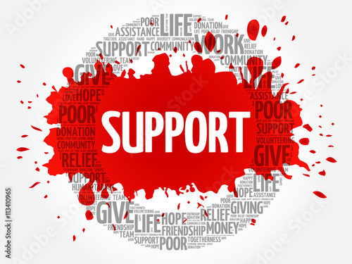 Support word cloud collage, concept background