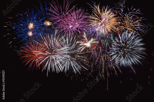 Blue  golden and red celebration fireworks