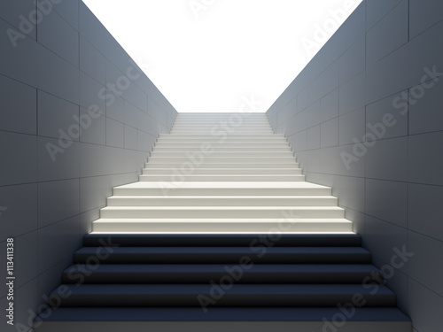 Empty white stairs in pedestrian subway