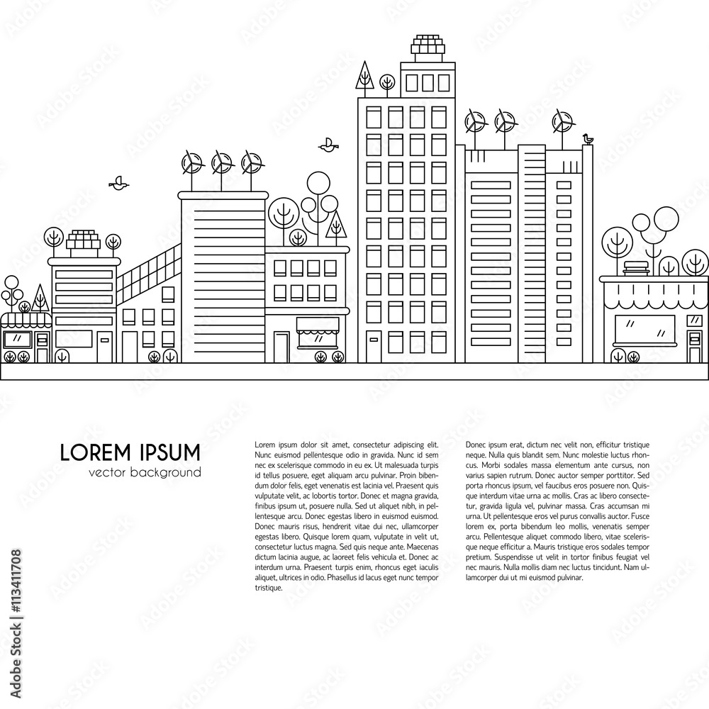 Line design vector illustration with ecology city.