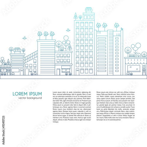 Line design vector illustration with ecology city.