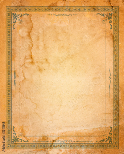 Old paper with patterned vintage frame - blank for your design
