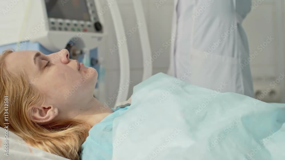 Patient Receiving Oxygen Mask Patient Receiving Oxygen Mask