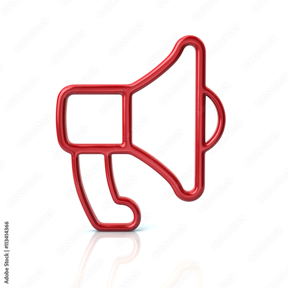 3d illustration of red loudspeaker icon isolated on white background 3d illustration of red loudspeaker icon isolated on white background