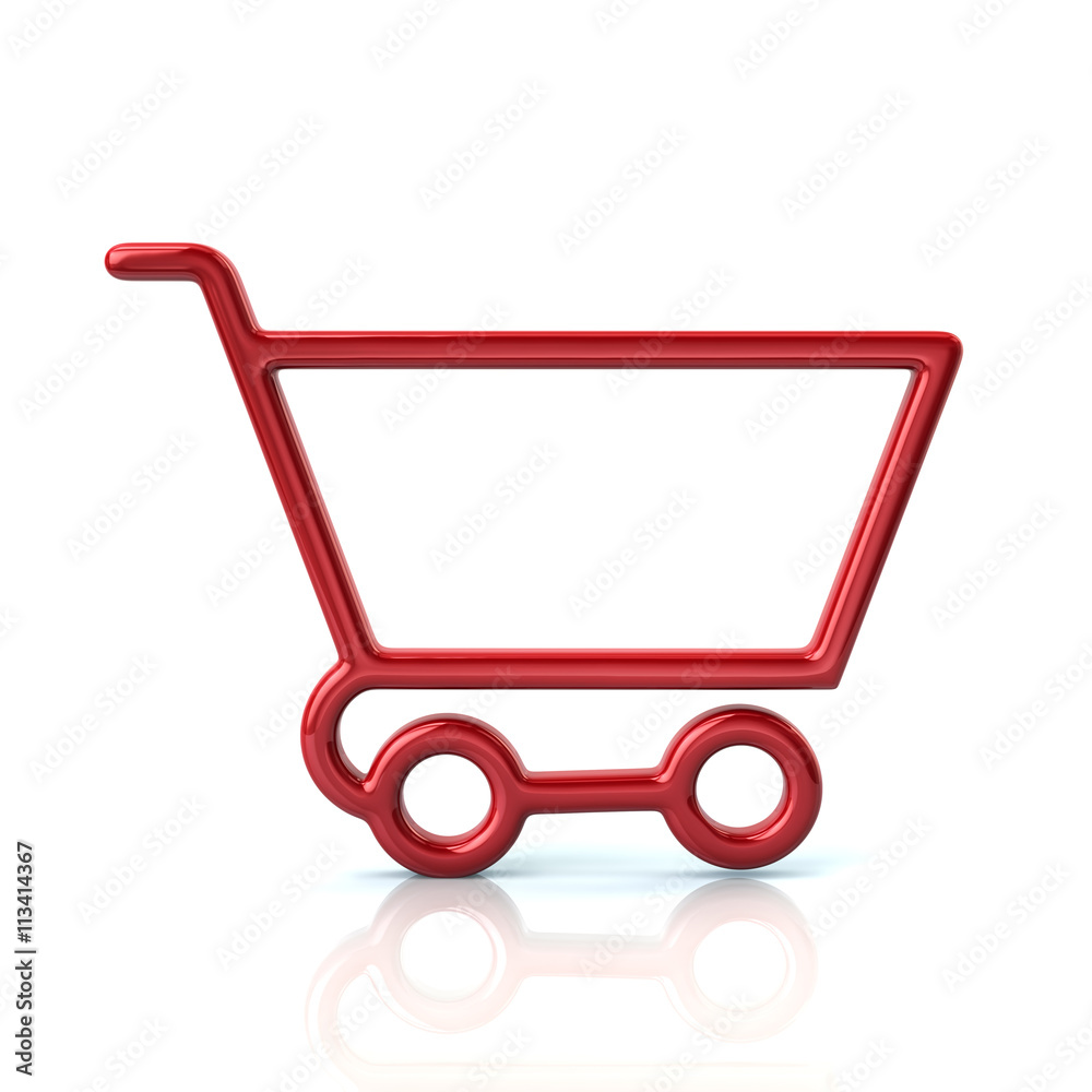 3d illustration of red shopping cart icon 3d illustration of red shopping cart icon