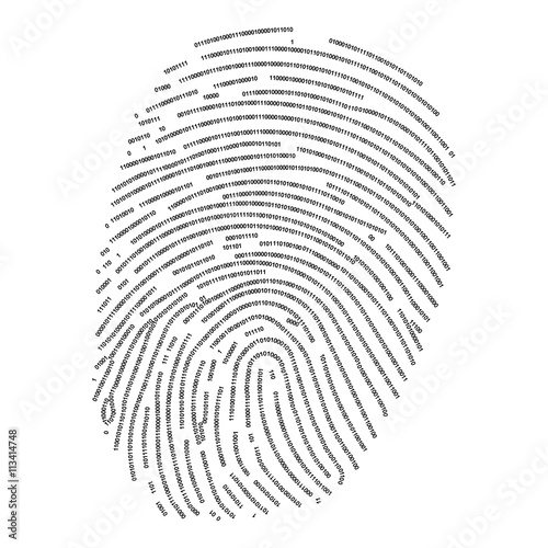 Fingerprint made with binary code, futuristic bionic concept