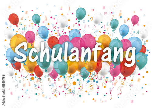 Schulanfang - Konfetti mit Luftballons, Zahlen und Buchstaben