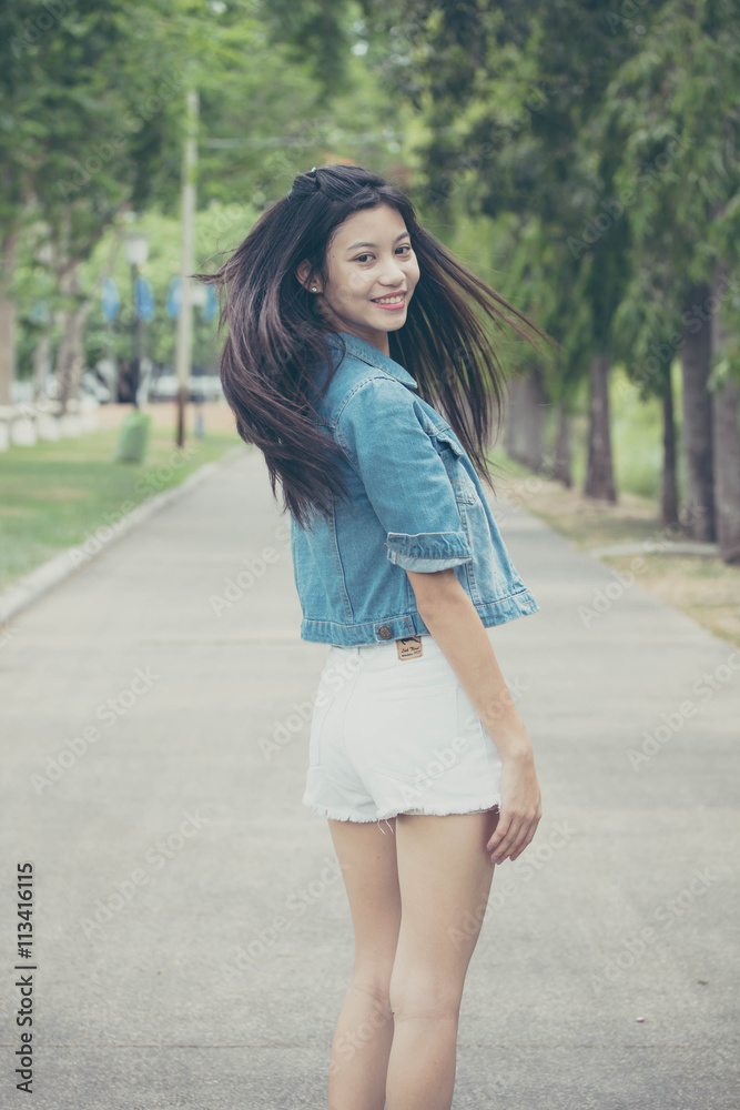 asia thai adult Women jeans denim relax and smile asia thai adult Women jeans denim relax and smile