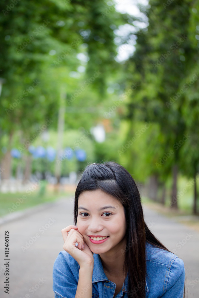 asia thai adult Women jeans denim relax and smile asia thai adult Women jeans denim relax and smile
