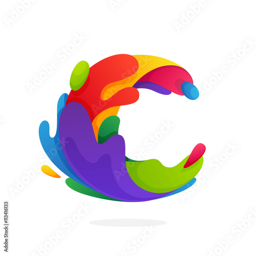 C letter logo with colorful juice splashes.