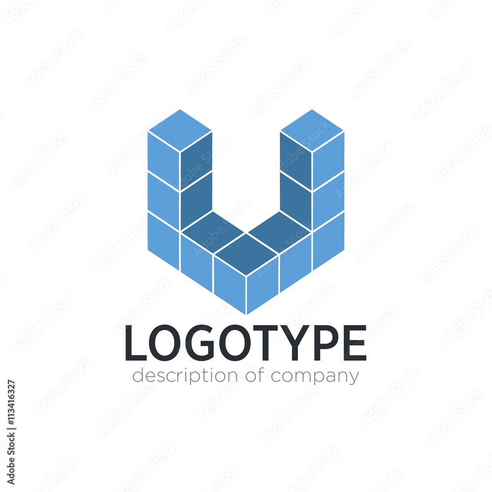 Letter U cube figure logo icon design template elements Letter U cube figure logo icon design template elements