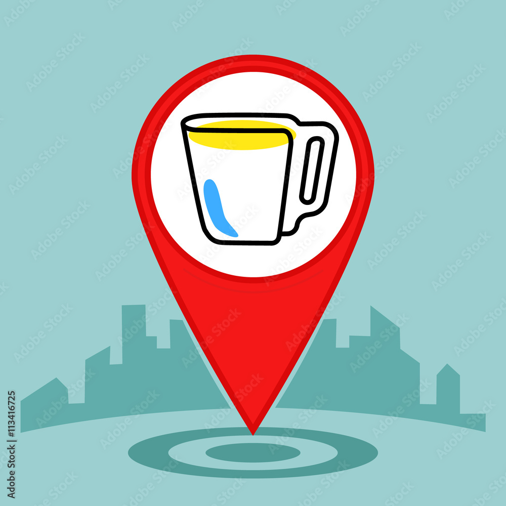 Map pin sign location icon .Coffee or cup of tea Map pin sign location icon .Coffee or cup of tea