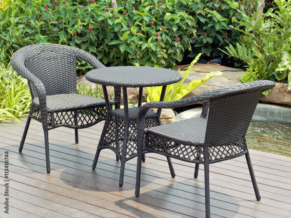 Garden table and chairs.