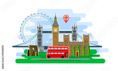 Concept of travel or studying English. 